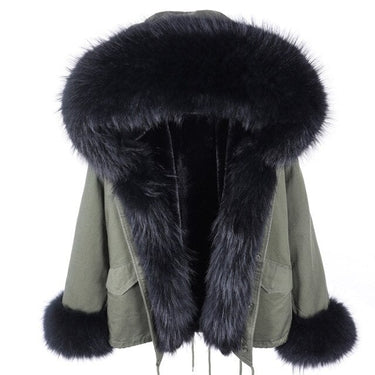 Women's Thick Warm Winter Jacket with Long Fur Sleeves and Fur Collar  -  GeraldBlack.com