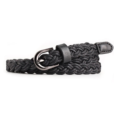 Women's Thin Braid Leather Pin Buckle Strap Belts for Dress and Jeans  -  GeraldBlack.com