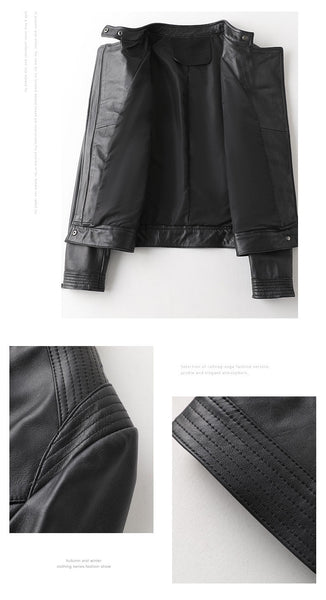 Women's Trendy Black Color Sheepskin Real Leather Short Jacket  -  GeraldBlack.com