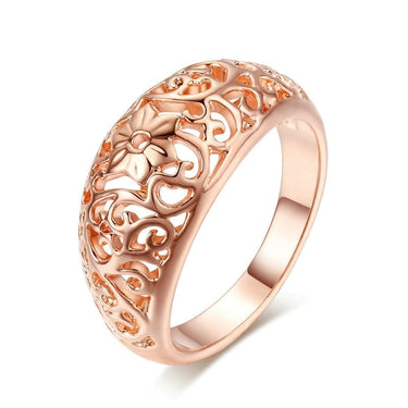 Women's Trendy Fashion Rose Gold Color Hollow Crafted Flower Ring  -  GeraldBlack.com
