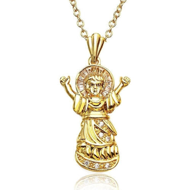 Women's Trendy Gold & Silver Color Madonna Virgin Mary Cz Necklace  -  GeraldBlack.com