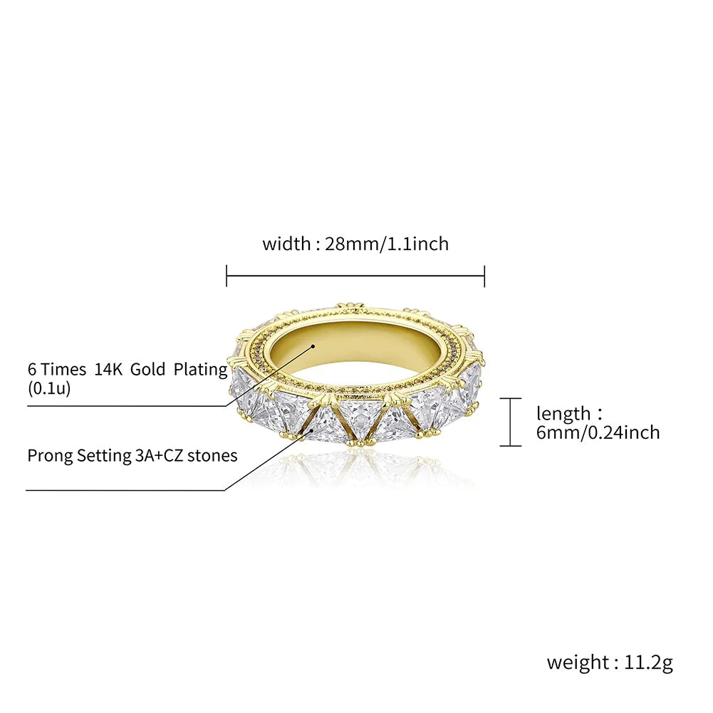 Women's Triangular Iced Out Micro Pave Cubic Zirconia Hip Hop Wedding Ring  -  GeraldBlack.com