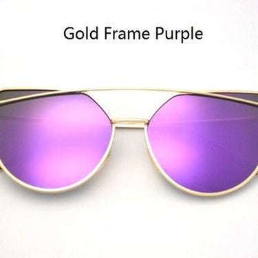Women's Twin Beam Cat Eye Rose Gold Designer Sunglasses with Mirror Lens - SolaceConnect.com