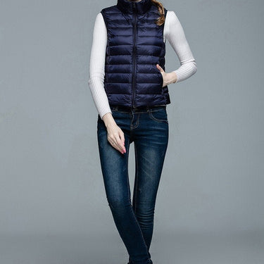 Women's Ultra Light Solid Winter Autumn White Duck Down Vests Jackets - SolaceConnect.com