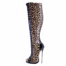 Women's Ultra-Thin Extreme High Heel Leopard Pattern Leather Nightclub Boots  -  GeraldBlack.com