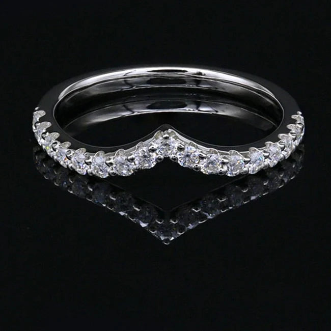 Women's V Shape Letter 1.7mm Moissanite Half Eternity Engagement Ring  -  GeraldBlack.com