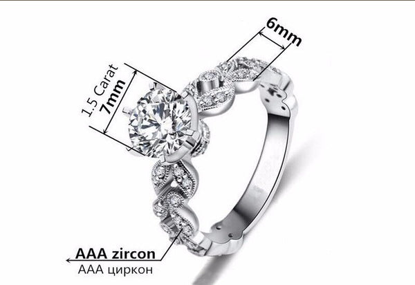 Women's Vintage 1.5 Carat AAA Zircon Sterling Silver Anel Engagement Rings  -  GeraldBlack.com