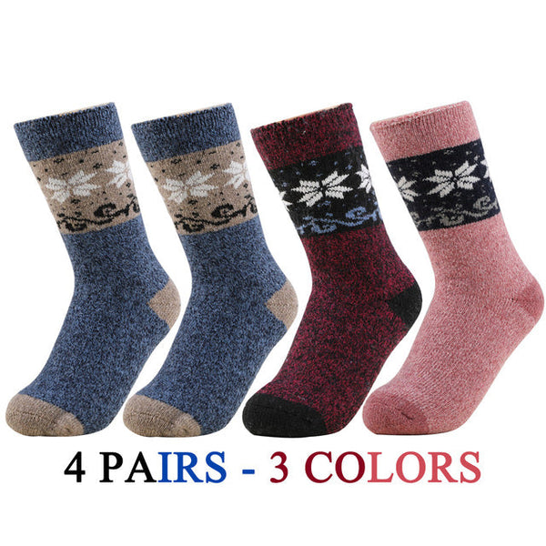 Women's Vintage 4 Pairs Lot Wool Maple Leaf Pattern Thick Warm Socks  -  GeraldBlack.com