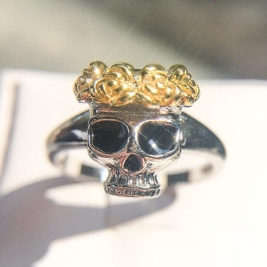 Women's Vintage Beach Silver Color Austrian Gothic Skull Flower Ring Jewelry  -  GeraldBlack.com