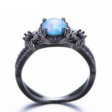 Women's Vintage Black Gold Filled Purple Blue Fire Opal Star Flower Rings  -  GeraldBlack.com