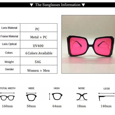 Women's Vintage Black Pink Square Over-Sized Fashion Sunglasses - SolaceConnect.com