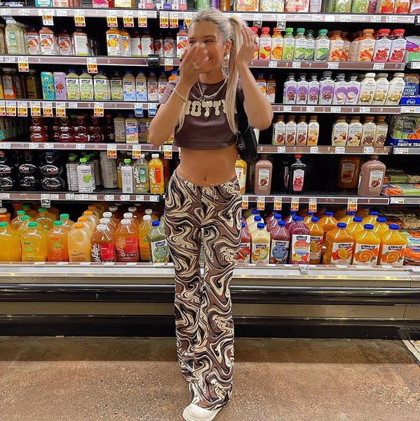 Women's Vintage Casual Streetwear Club Style Paisley Print Flare Pants - SolaceConnect.com