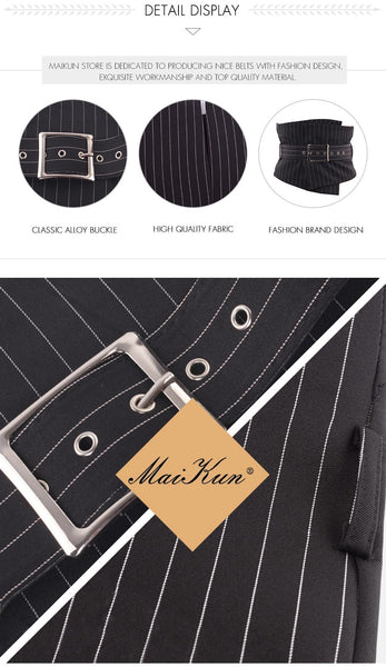Women's Vintage European Style Irregular Plaid Striped Wide Belts  -  GeraldBlack.com