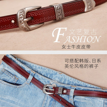Women's Vintage Fashion Split Leather Pin Buckle Temperament Belt  -  GeraldBlack.com