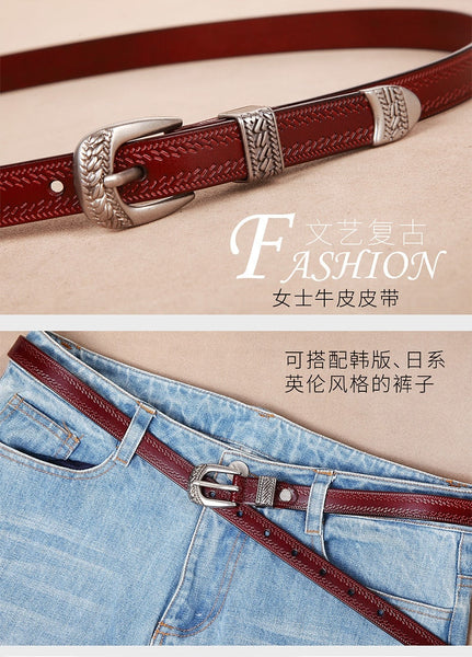 Women's Vintage Fashion Split Leather Pin Buckle Temperament Belt  -  GeraldBlack.com