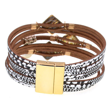 Women's Vintage Fashion Zinc Alloy Magnet Leather Wrap Bracelets  -  GeraldBlack.com