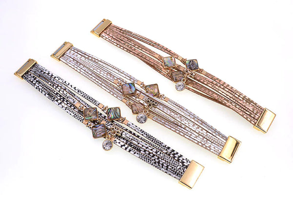 Women's Vintage Fashion Zinc Alloy Magnet Leather Wrap Bracelets  -  GeraldBlack.com