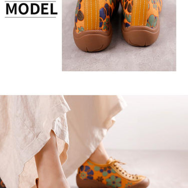 Women's Vintage Genuine Leather Cowhide Lace-up Round Toe Shoes  -  GeraldBlack.com