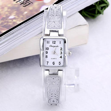 Women's Vintage Luxury Gold + Silver Rectangle Dial Carved Watches  -  GeraldBlack.com