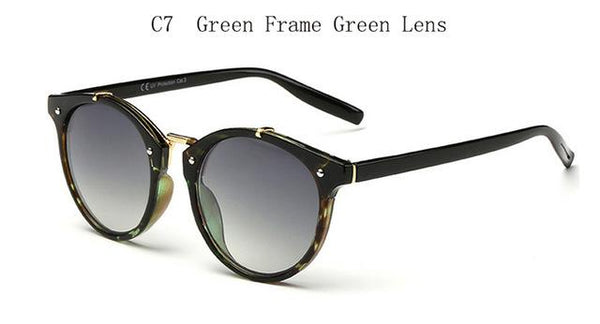 Women's Vintage Round Designer Retro Sunglasses with UV400 Gradient Lens - SolaceConnect.com