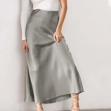 Women's Vintage Sexy Elegant High Waisted Long Satin Silk Skirt  -  GeraldBlack.com