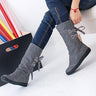 Women's Warm Plush Synthetic Leather Mid-Calf Solid Flats Winter Snow Boots - SolaceConnect.com