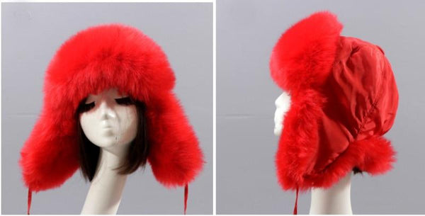 Women's Warm Russian Ski Bomber Cap with Windproof Earflap Trapper - SolaceConnect.com