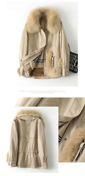 Women's Warm Winter Fashion Fox Fur Collar Rabbit Liner Fur Parkas Coats  -  GeraldBlack.com
