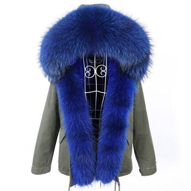 Women's Warm Winter Fashion Natural Raccoon Fur Collared Thick Jacket  -  GeraldBlack.com
