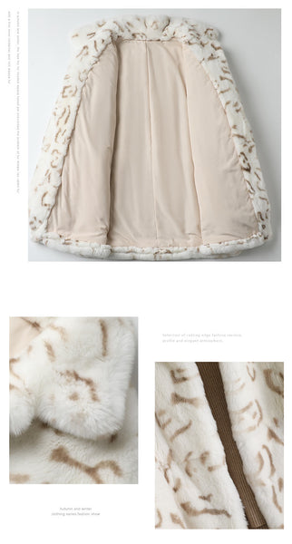Women's Warm Winter Fashion Rex Rabbit Fur Leopard Printed Coats  -  GeraldBlack.com