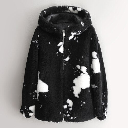 Women's Warm Winter Hooded Thick Fur Wool Shearling Coat Jacket  -  GeraldBlack.com