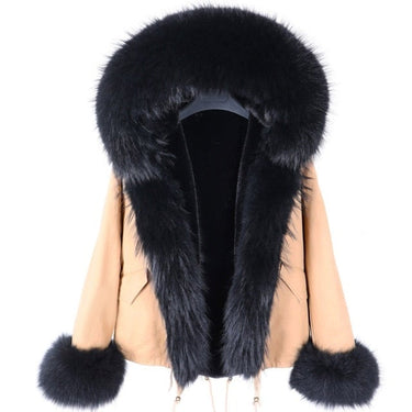 Women's Warm Winter Jacket with Long Sleeves and Thick Fur Collar  -  GeraldBlack.com