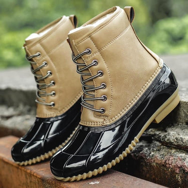 Women's Waterproof Zipper Rubber Sole Lace Up Ankle Rain Boots - SolaceConnect.com