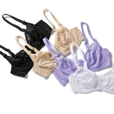 Women's White Color Full Cup Support Non-Padded Smooth Lace Bra - SolaceConnect.com