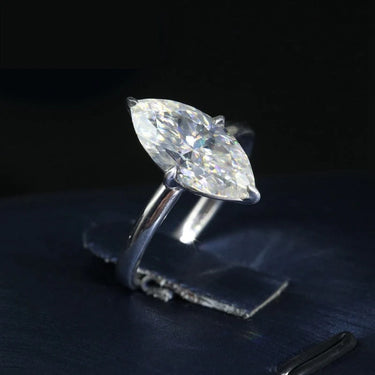 Women's White Color Moissanite Rings Vvs1 7x14mm 3ct Marquise Diamonds Ring  -  GeraldBlack.com