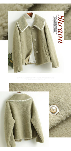 Women's Winter 100% Wool Fur Single Breasted Knitted Short Coats  -  GeraldBlack.com