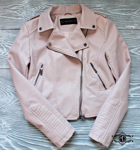 Women's Winter and Autumn Fashion 4 Color Motorcycle Leather Zipper Jacket - SolaceConnect.com