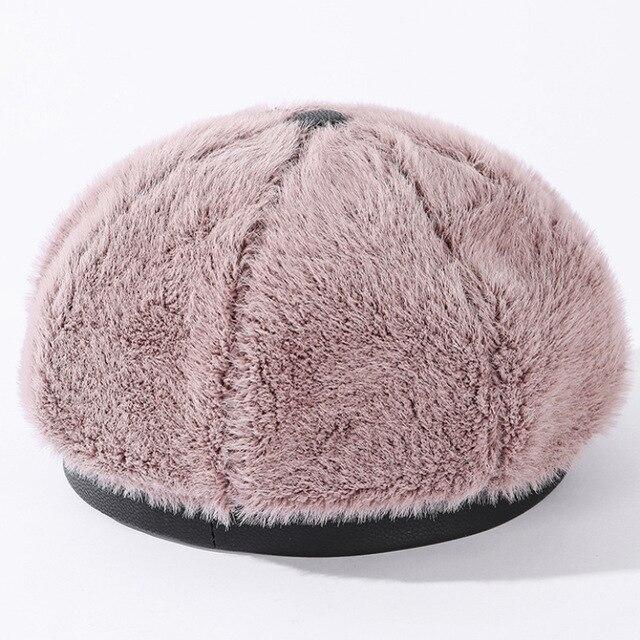 Women's Winter Autumn Beret Fashion Mink Vintage Octagonal Fur Hat - SolaceConnect.com