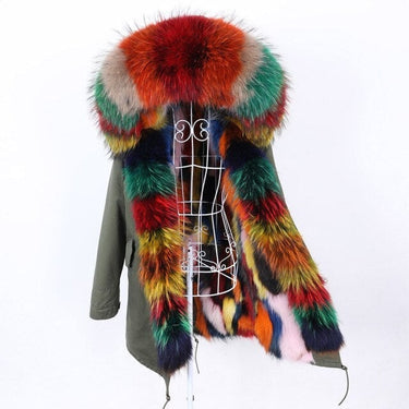 Women's Winter Big Fur Hooded Coat Jacket with Removable Fox Fur Lining  -  GeraldBlack.com