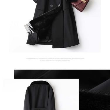 Women's Winter British Style Mink Fur Collar Liner Wide-waisted Coats  -  GeraldBlack.com