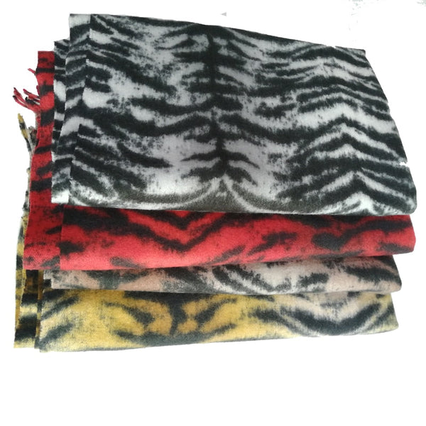 Women's Winter Cashmere Designer Print Zebra Striped Long Cape Shawls  -  GeraldBlack.com