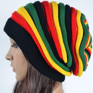 Women's Winter Casual Fashion Cotton Acrylic Striped Knitted Mask Caps  -  GeraldBlack.com