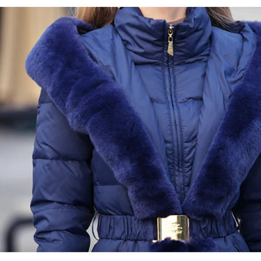 Women's Winter Elegant Fur Collar Slim Thick Medium Down Coats  -  GeraldBlack.com