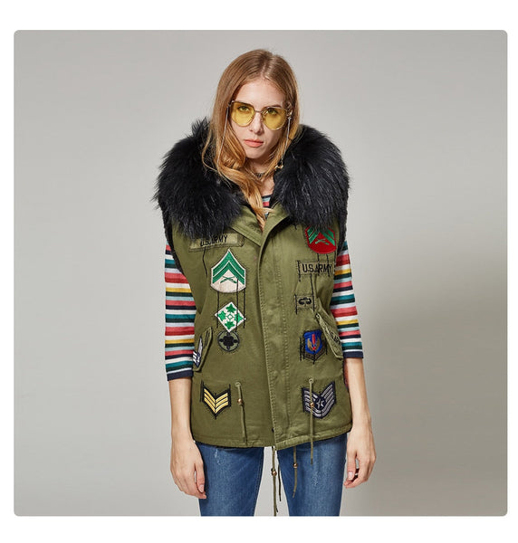 Women's Winter Fashion Embroidery Jacket With Natural Fur Collar  -  GeraldBlack.com