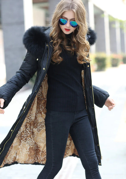 Women's Winter Fashion Fox Fur Collar Thickened Slim Long Coats  -  GeraldBlack.com