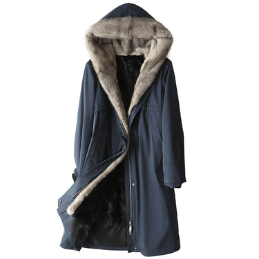 Women's Winter Fashion Hooded Mink Liner Fur Mid-length Thick Warm Coats  -  GeraldBlack.com