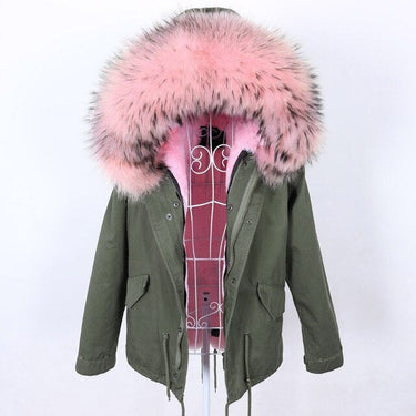 Women's Winter Fashion Long Sleeved Jacket with Natural Raccoon Fur Collar  -  GeraldBlack.com
