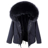 Women's Winter Fashion Long-Sleeved Natural Raccoon Fur Collared Jacket  -  GeraldBlack.com