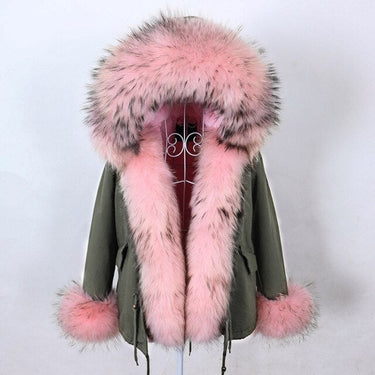 Women's Winter Fashion Natural Racoon Fur Decor in Sleeves and Collar Parkas  -  GeraldBlack.com