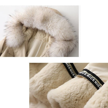 Women's Winter Fashion Raccoon Fur Collar Rabbit Liner Fur Parkas Coats  -  GeraldBlack.com